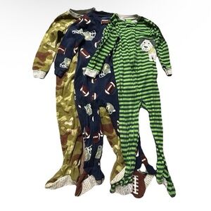 Toddler Boy Footie Pajamas Size 4T Fleece Winter Dinosaur Football Dog